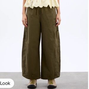 Olive Wide-Leg Women's Trousers